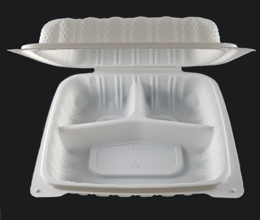 6.5" 3 Compartment Hinged Container - Square