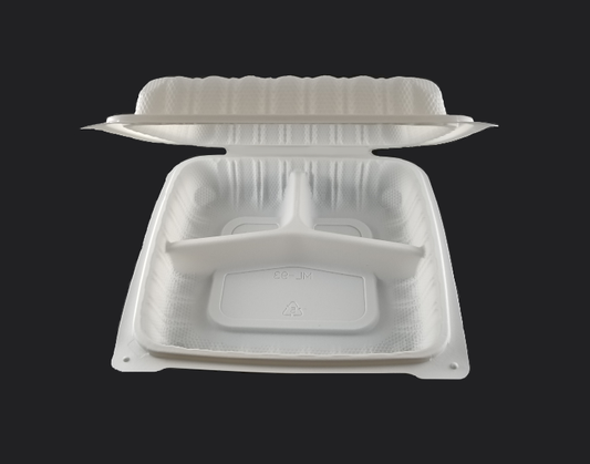 8" 3 Compartment Hinged Container - Square